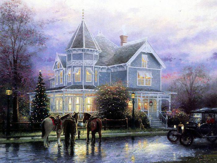 (image for) Thomas Kinkade paintings, NO.25 Handmade oil painting Copy paintings of famous artists paintings